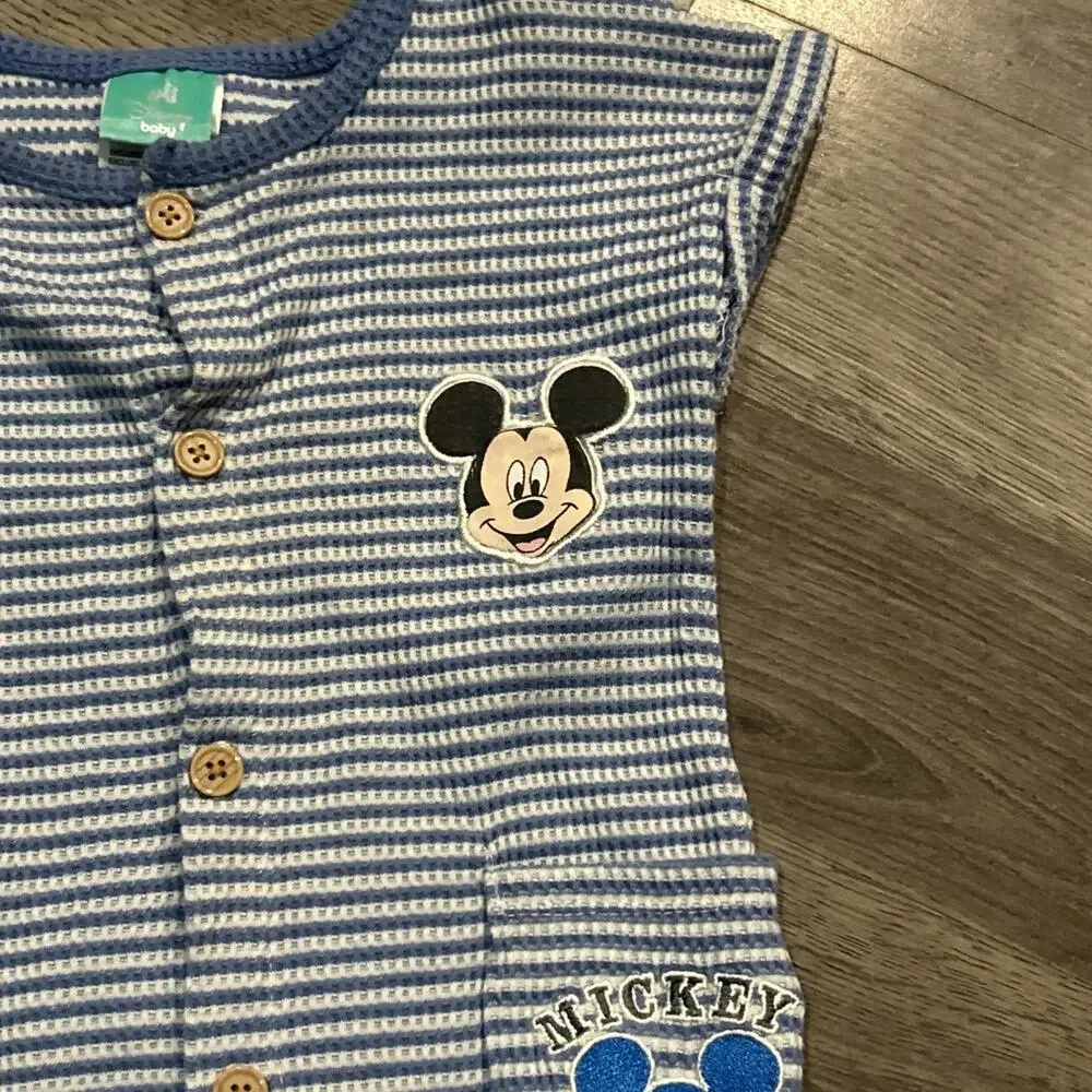 Disney Mickey Mouse Pluto 24M Romper Striped Blue Boys Girls Shorts
